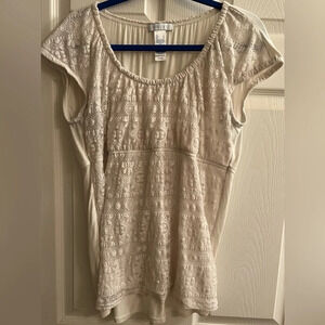 LIZ WEAR~ CREAM LACE BLOUSE~LG